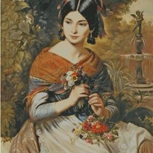 Схема вышивки «Девушка с цветком»