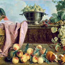 Схема вышивки «АЛЕКСАНДР ФРАНСУА ДЕПОРТ. НАТЮРМОРТ С ФРУКТАМИ, КУВШИНОМ, ПОПУГА»