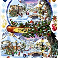 Схема вышивки «Зимний городок тогда и сейчас»