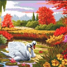 Схема вышивки «Лебеди»