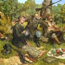 Схема вышивки «Охотники на привале.»