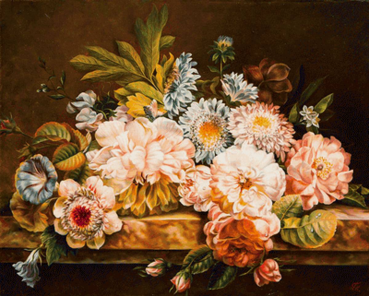 натюрморт - картина, цветы - предпросмотр