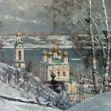 Схема вышивки «пейзаж с церковью»