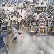 Схема вышивки «gato en la ciudad»