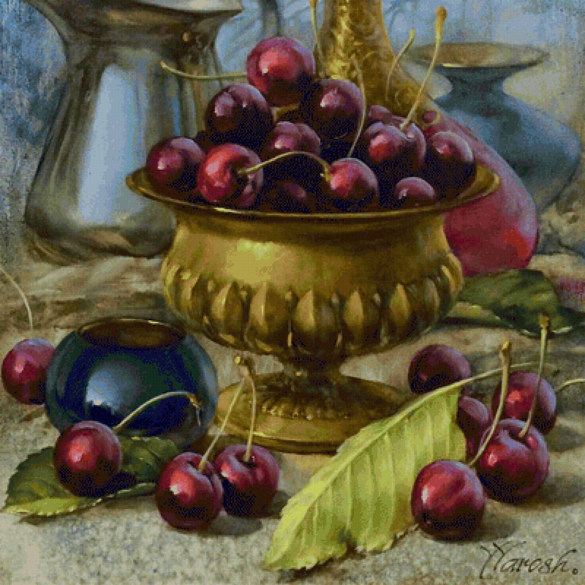 ЮРИЙ ЯРОШ. ВИШНИ - натюрморт, фрукты - предпросмотр