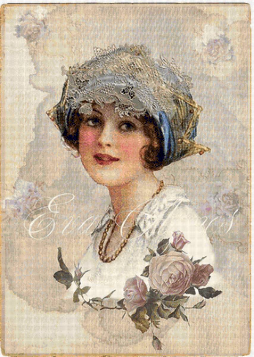 дама с розой - роза, дама, винтаж - предпросмотр
