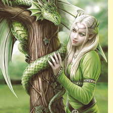 Схема вышивки «Серия "Фэнтези" Эльфийка и  дракон»