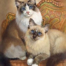 Схема вышивки «Две кошечки»