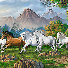 Схема вышивки «Лошади»