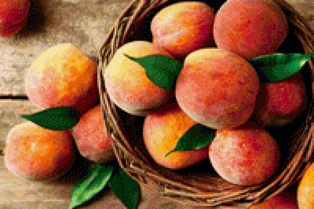 Фрукты - персики, корзина - предпросмотр