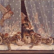 Схема вышивки «Воробушки»