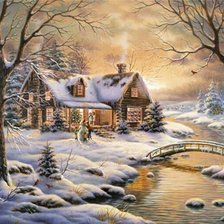 Схема вышивки «Thomas Kinkade cottage»