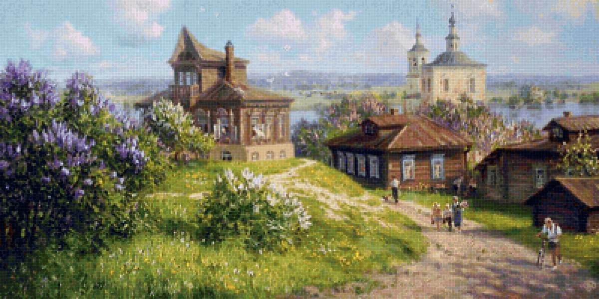 деревенские пейзажи - пейзаж, худ.жданов, картина, природа - предпросмотр
