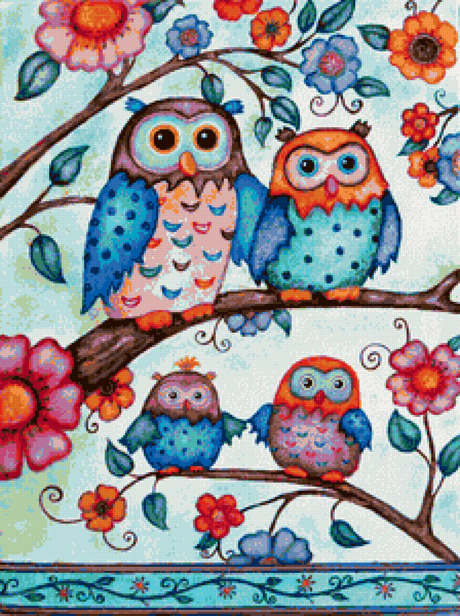 Семья совят - дети, семья, сова - предпросмотр