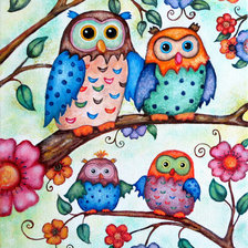 Схема вышивки «Семья совят»