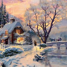Схема вышивки «Thomas Kinkade cottage»