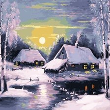 Схема вышивки «лунная зимняя ночь»