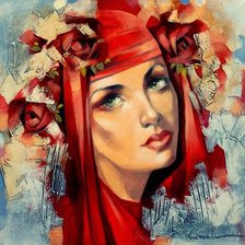 Схема вышивки «Девушка»