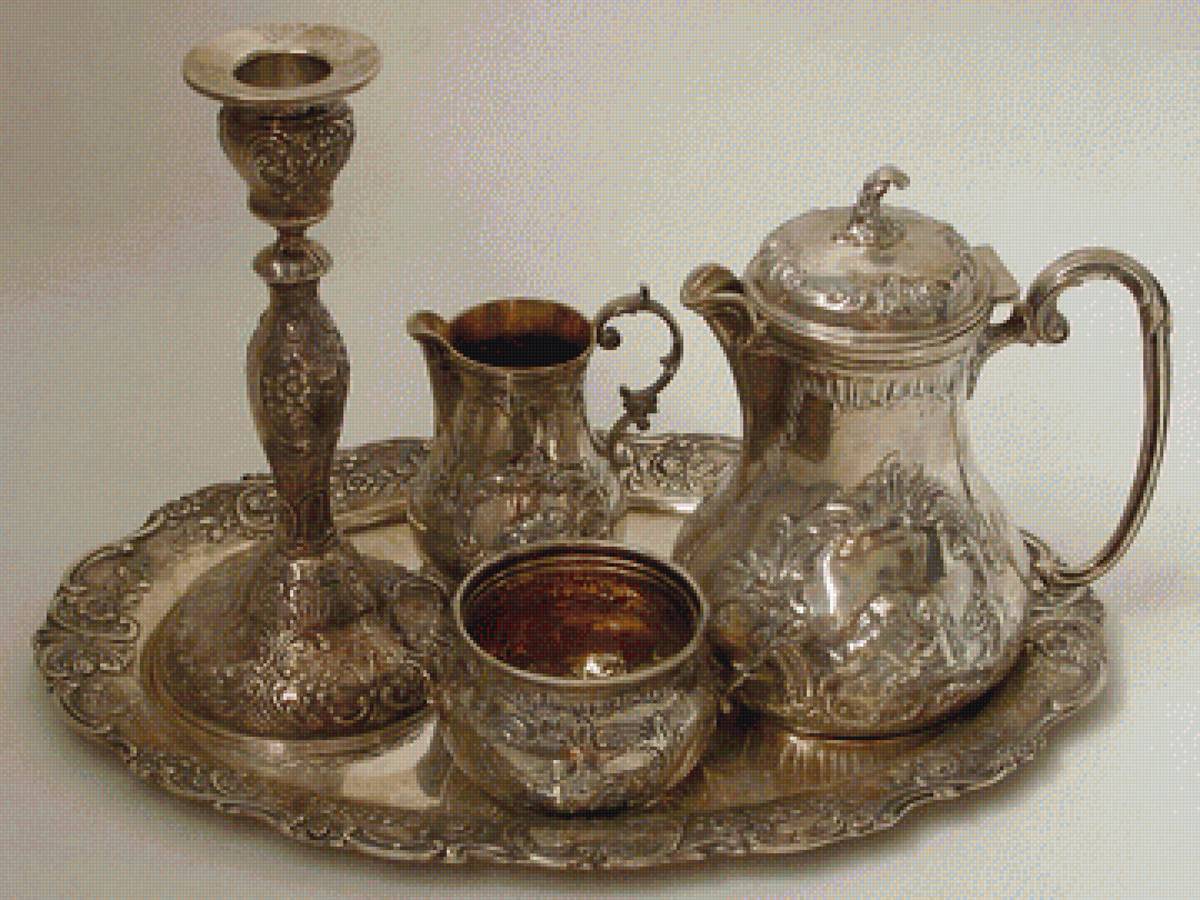 сервиз - посуда, кофейный сервиз, серебро, пнк, натюрморт - предпросмотр