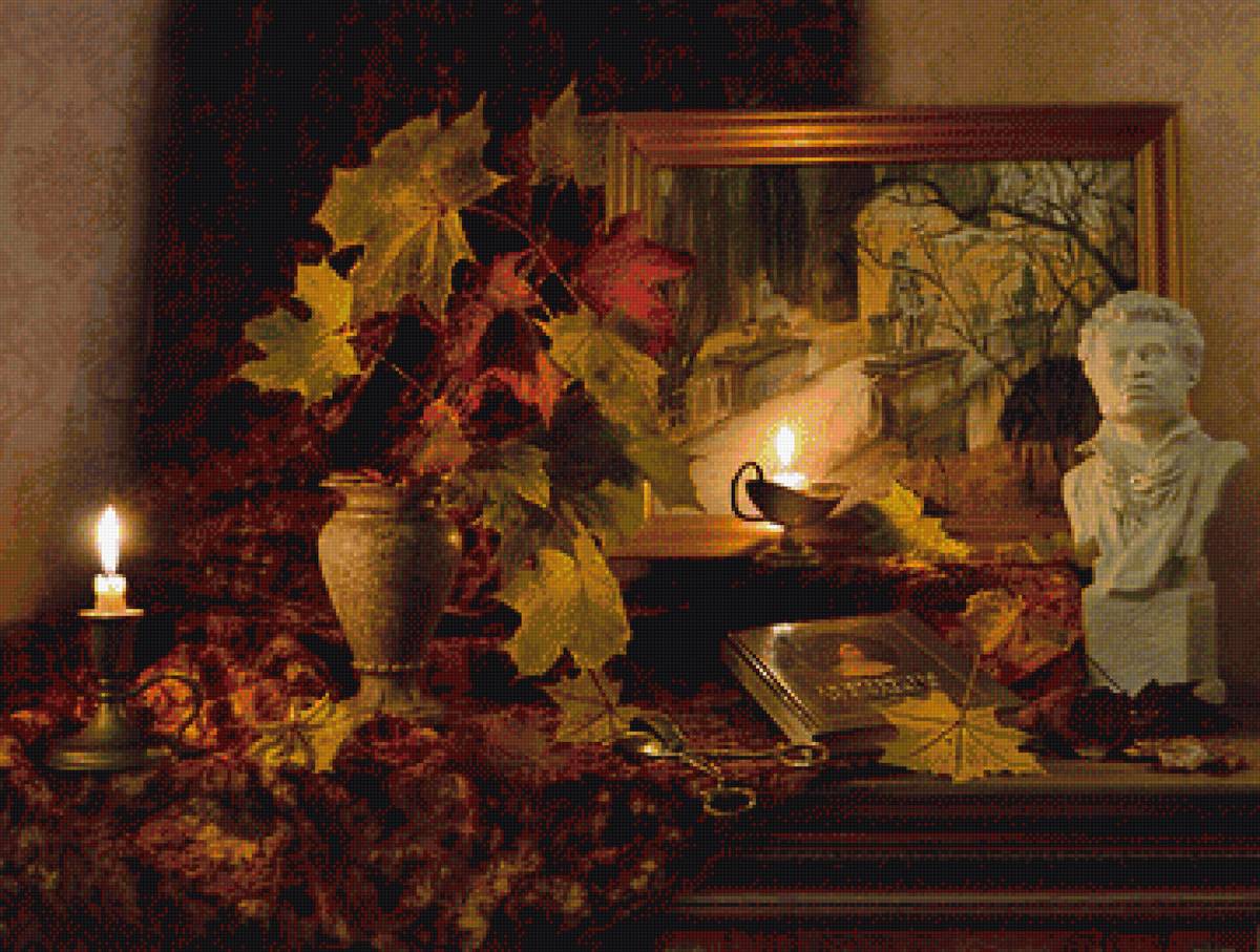 пушкин - ваза, натюрмор, бюст пушкина, свеча, картина, томик пушкина, пнк - предпросмотр