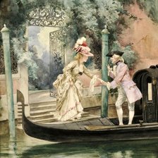 Схема вышивки «Пара у лодки»