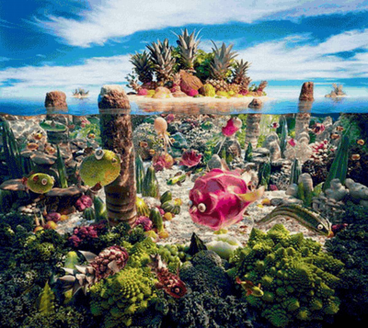 КАРЛ УОРНЕР. ОКЕАНСКИЕ ГЛУБИНЫ ВОЗЛЕ ФРУКТОВОГО ОСТРОВА - картины, еда - предпросмотр