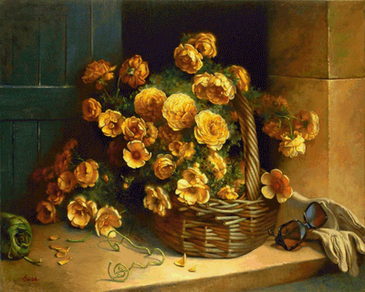 Корзина цветов - цветы, желтый - предпросмотр