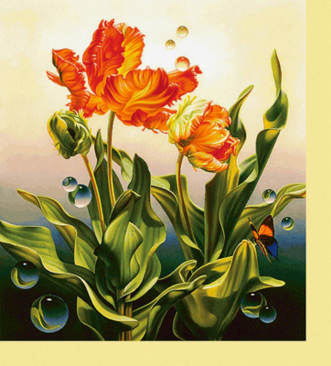 Серия "Фэнтези". Тюльпаны - тюльпаны, цветы, фэнтези - предпросмотр