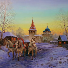 Схема вышивки «Русская тройка худ.Г.Астапова»