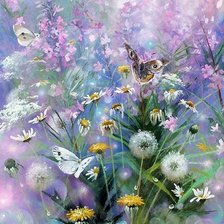 Схема вышивки «Бабочки на лугу»