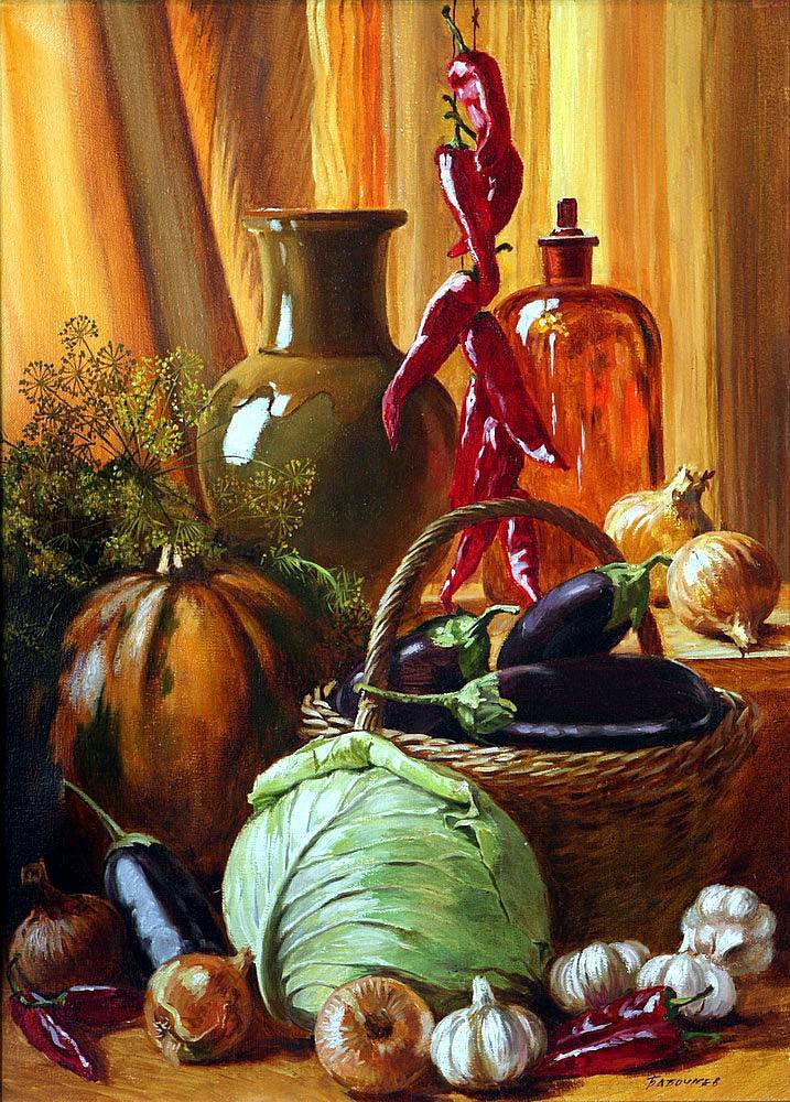 БАБОЧИЕВ В. НАТЮРМОРТ С КАПУСТОЙ - натюрморт, еда - оригинал