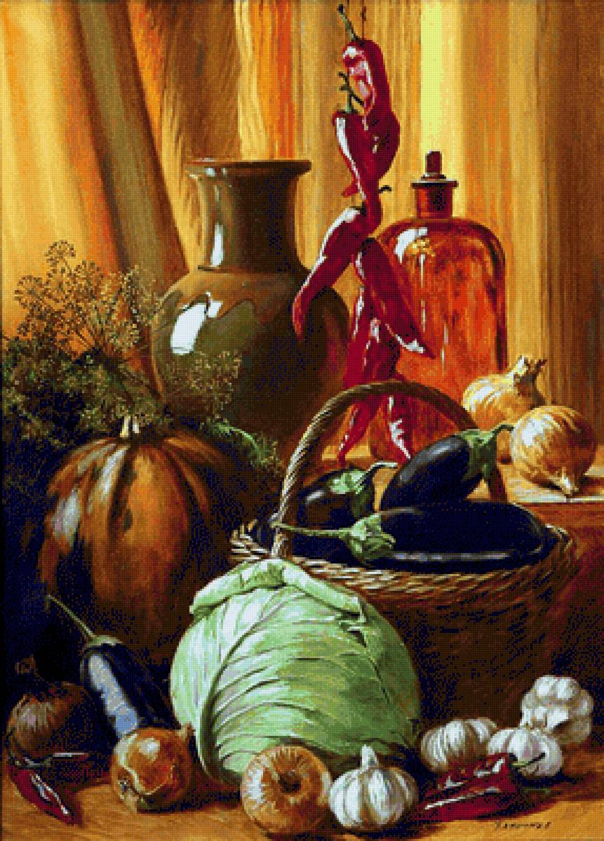 БАБОЧИЕВ В. НАТЮРМОРТ С КАПУСТОЙ - натюрморт, еда - предпросмотр