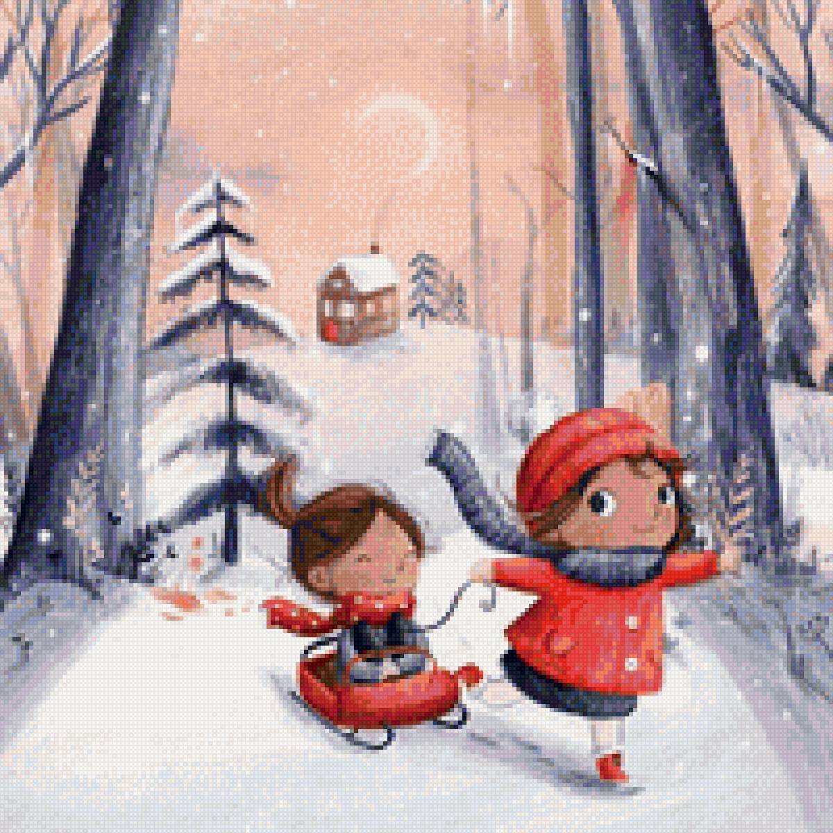 Зима - дети, люди - предпросмотр