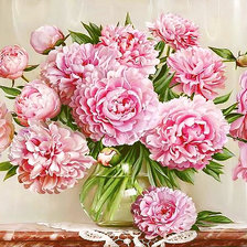 Схема вышивки «Серия "Букет". Пионы»