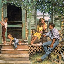 Схема вышивки «Семья на крылечке»