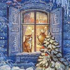 Схема вышивки «Кошка на окошке.2»