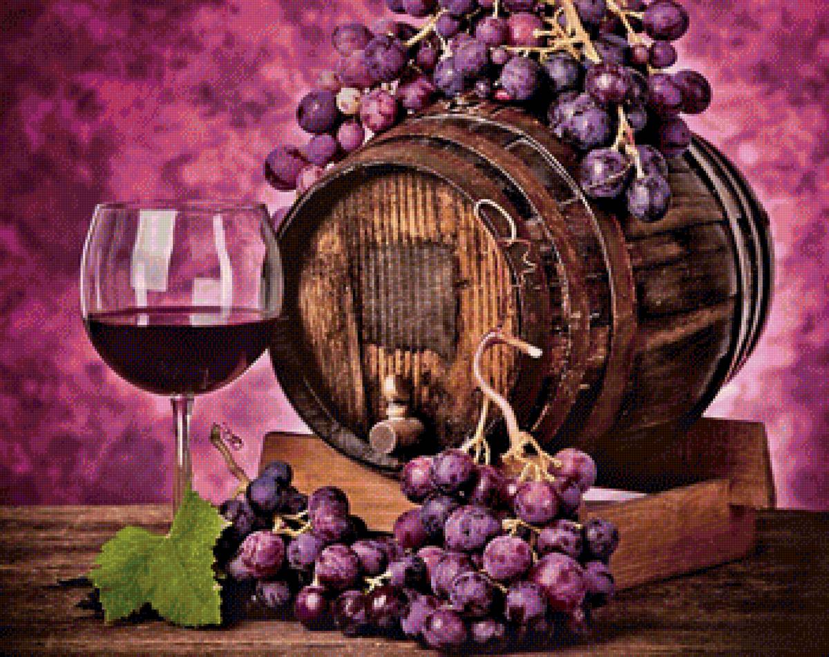 Натюрморт - виноград, вино, кухня - предпросмотр