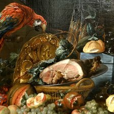 Схема вышивки «ЯН ДАВИДС ДЕ ХЕМ. НАТЮРМОРТ С ФРУКТАМИ,ОКОРОКОМ И ПОПУГАЕМ»