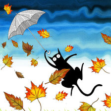 Схема вышивки «Котик с зонтиком»