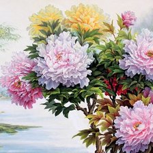 Схема вышивки «Пионы»