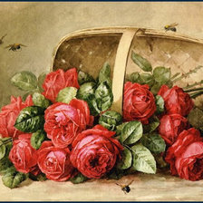 Схема вышивки «rozi s pchelkami»