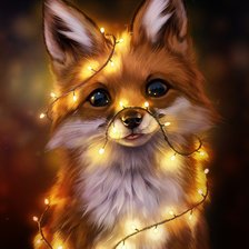 Схема вышивки «Лисенок в гирлянде»