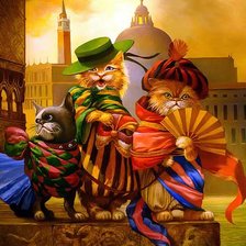 Схема вышивки «Коты на карнавале»