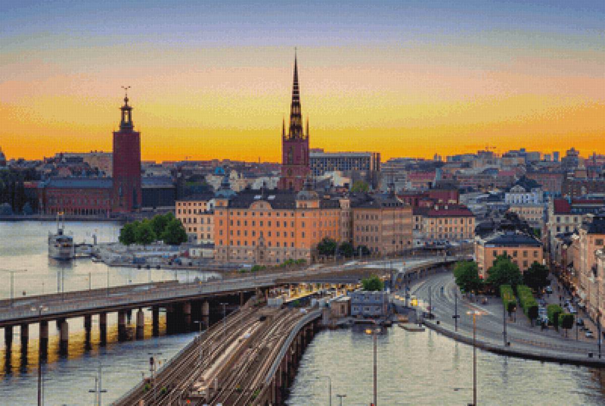 Сказочный Стокгольм - город, пейзаж, дома мост - предпросмотр