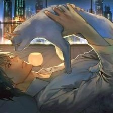 Схема вышивки «Парень и кошка»