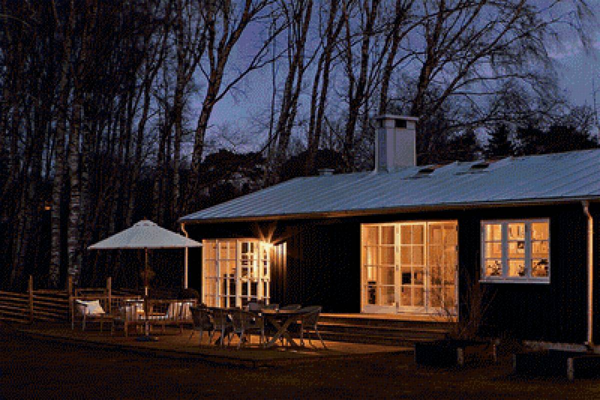 Дом в лесу - дом, лес, уютный вечер - предпросмотр