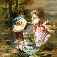 Схема вышивки «Галантность. Встреча у ручья.»