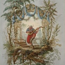 Схема вышивки «ЖАН-БАТИСТ ПИЛЛЕМАН. МУЗЫКАНТ ИГРАЕТ НА КИТАЙСКОЙ ЛЮТНЕ В САДУ»