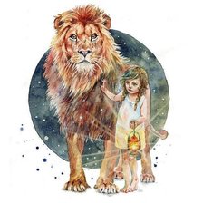 Схема вышивки «Девочка и лев»