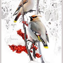Схема вышивки «Птицы зимой»